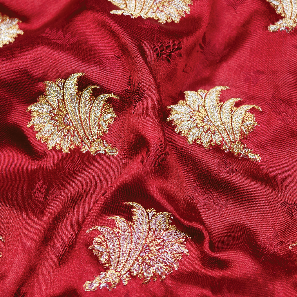 Gulzaar Self Jamawar Katan Satin with Floral Buti