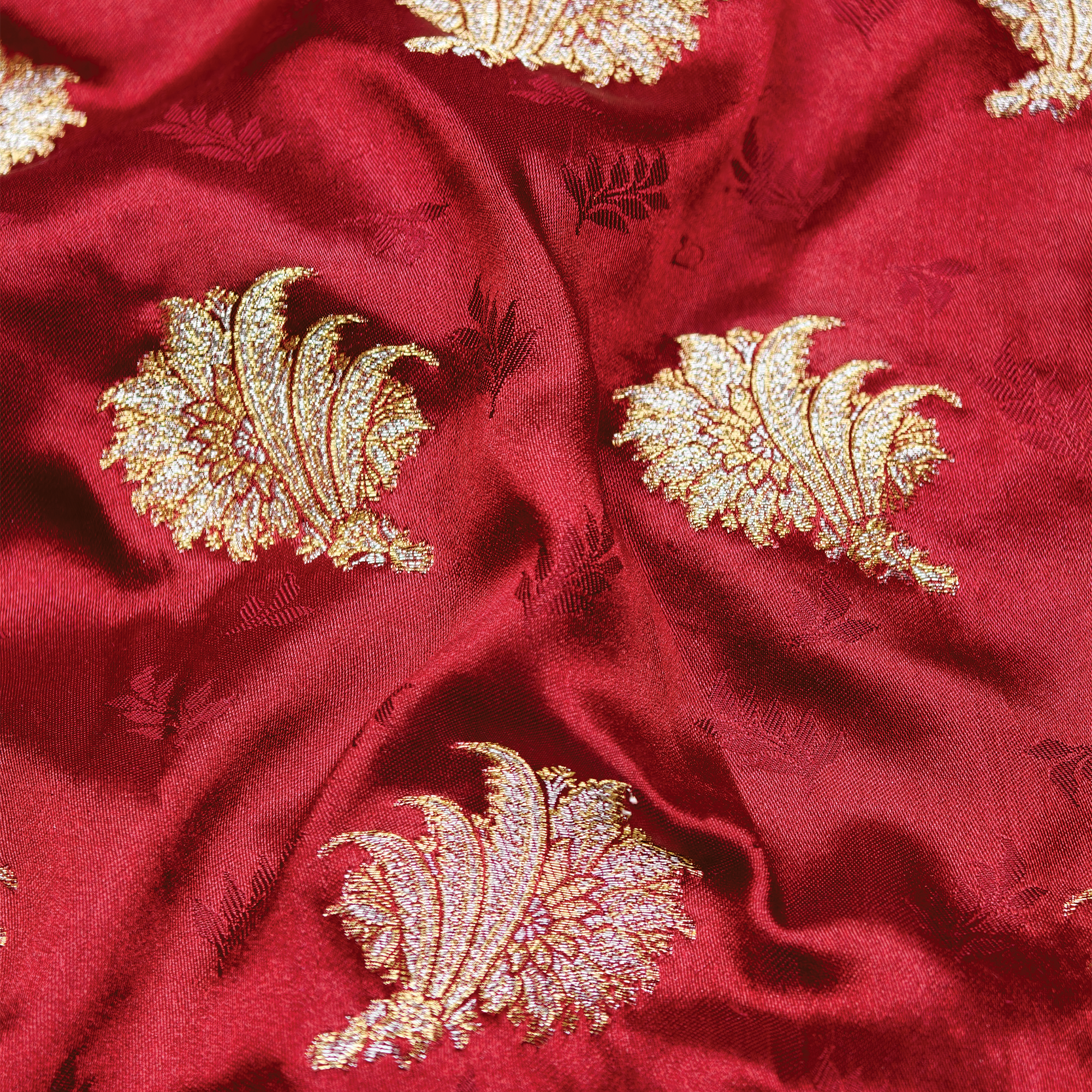 Gulzaar Self Jamawar Katan Satin with Floral Buti