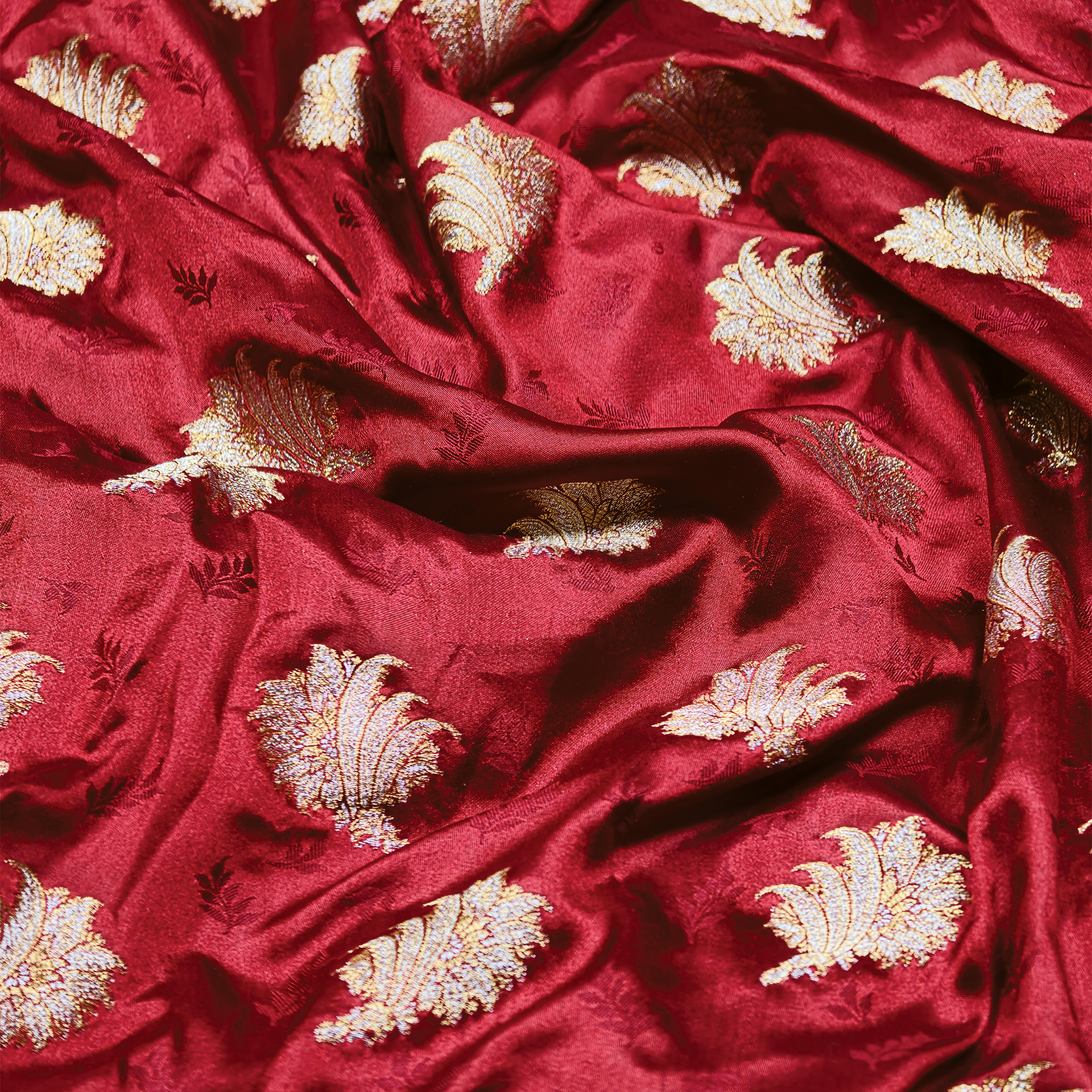Gulzaar Self Jamawar Katan Satin with Floral Buti
