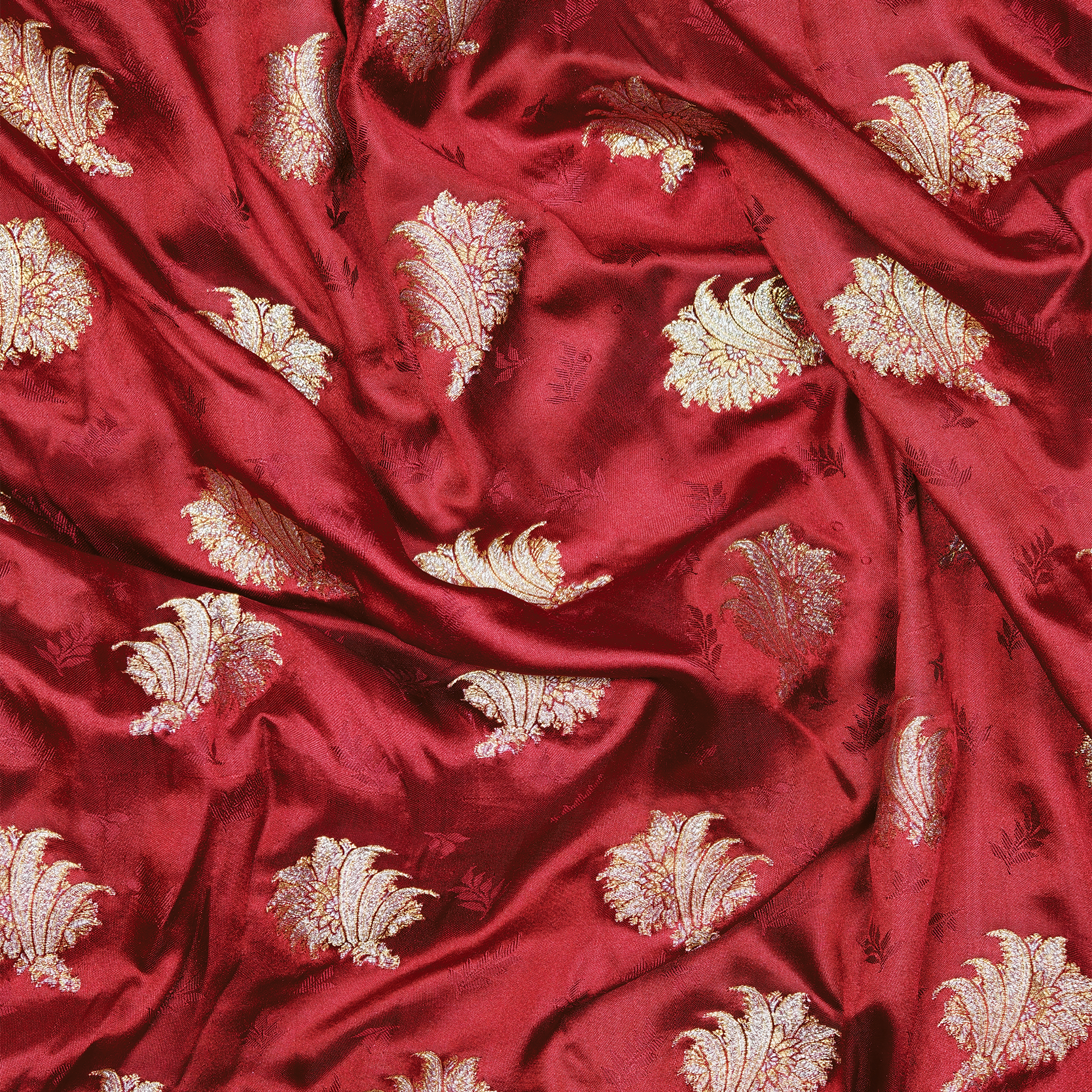 Gulzaar Self Jamawar Katan Satin with Floral Buti