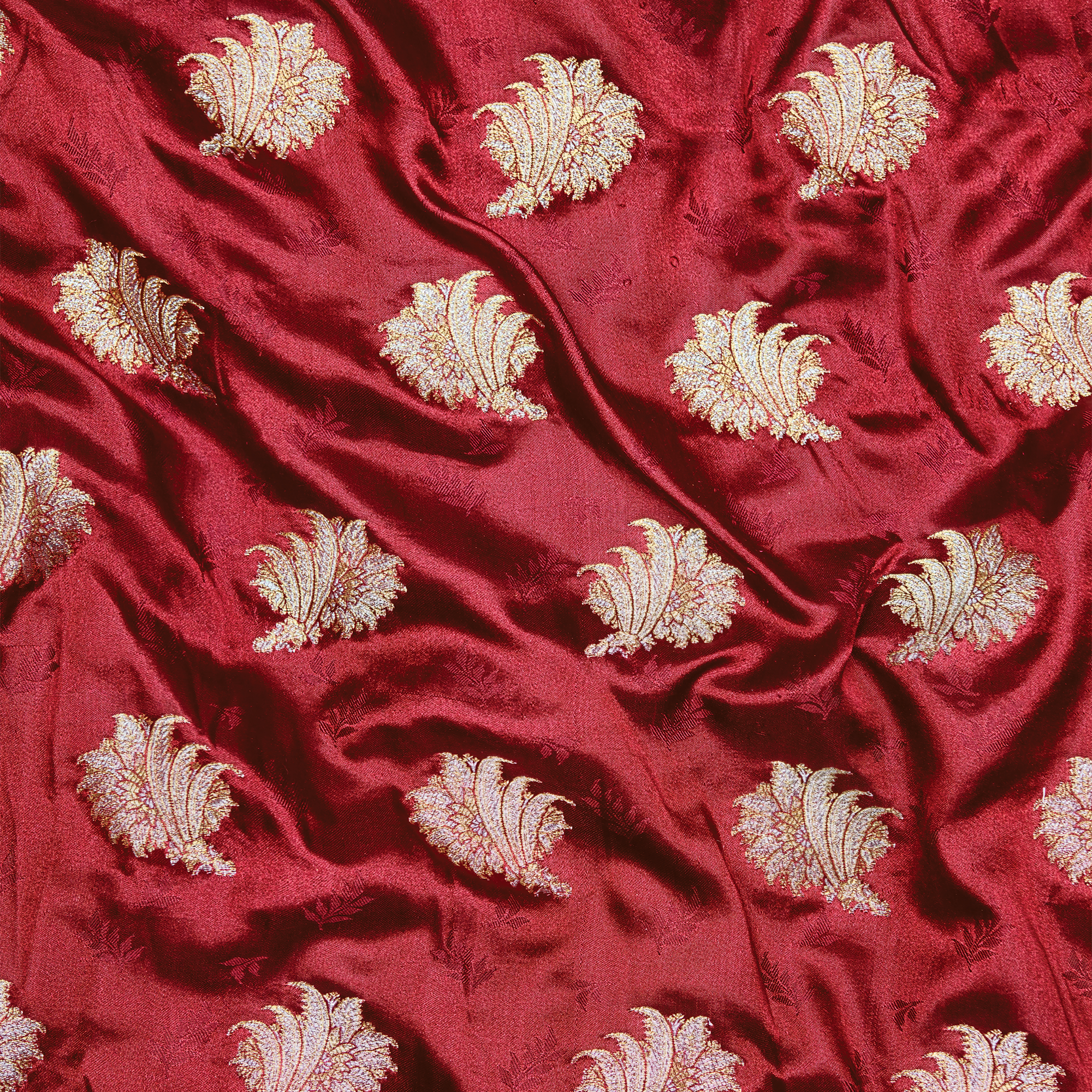 Gulzaar Self Jamawar Katan Satin with Floral Buti