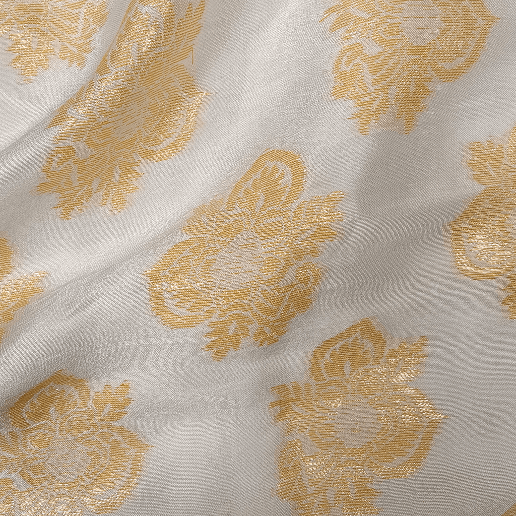 Mah-e-Kundan - Pure White Silk with Elegant Kundan Zari
