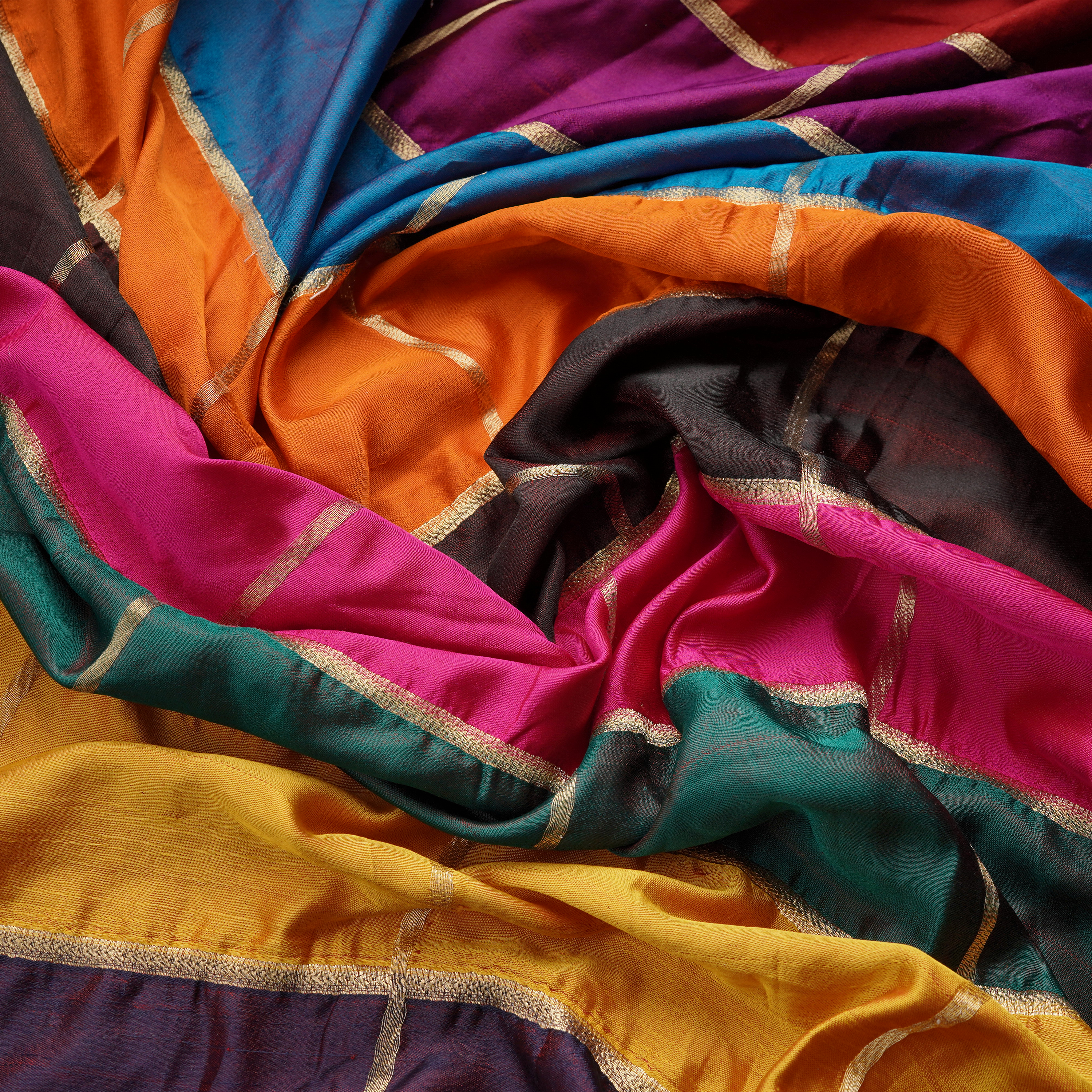 Rang-e-Falak – Pure Katan Satin (Rangoli Box Pattern | Zari Lines)