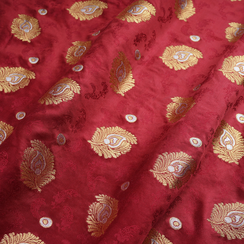 Morjaal – Self Jamawar Katan Satin with Peacock Feather Buti