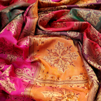 Rameen – Blended Katan satin with Floral Zari Work - Zahra Maham