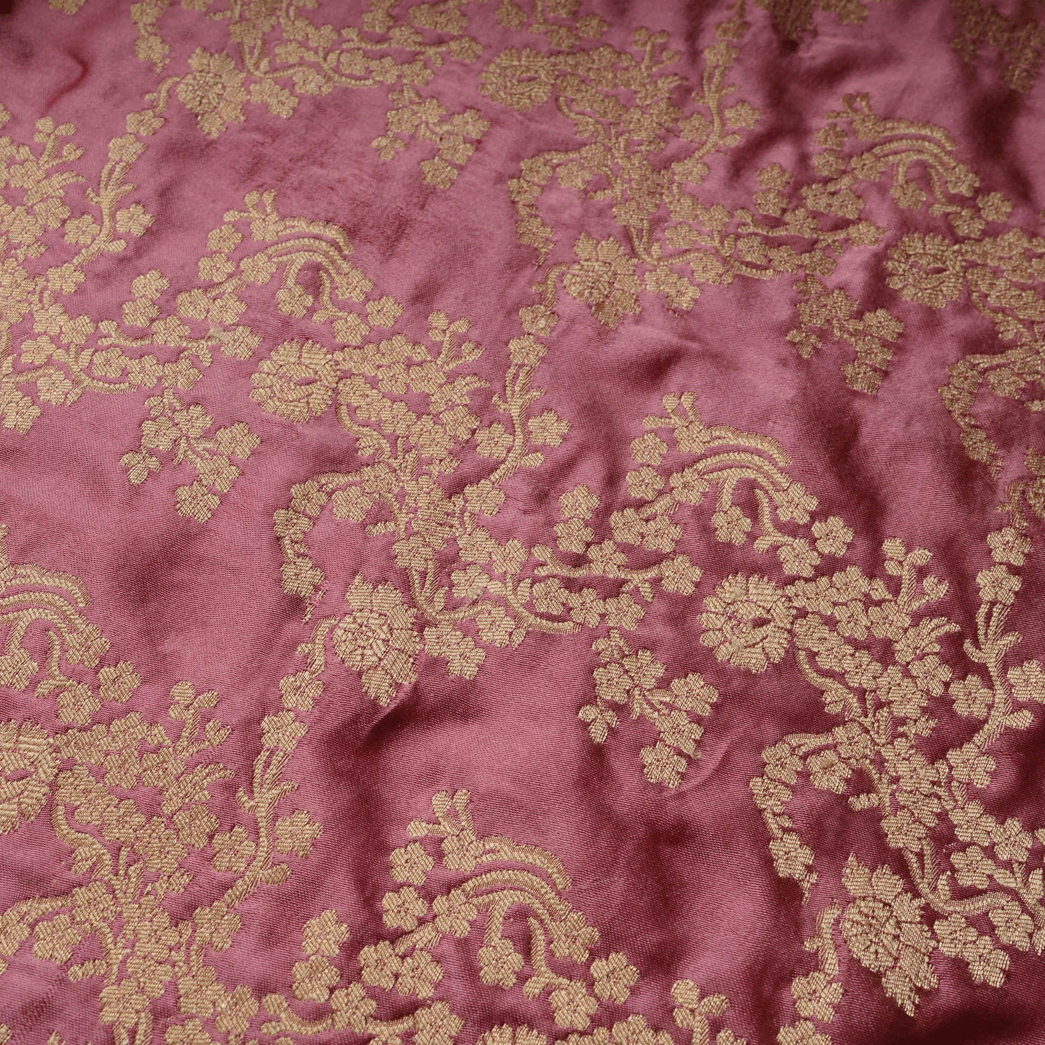 Rang-e-Abrisham – Pure Satin Fabric (Yarn Dyed with Golden Zari) - Zahra Maham
