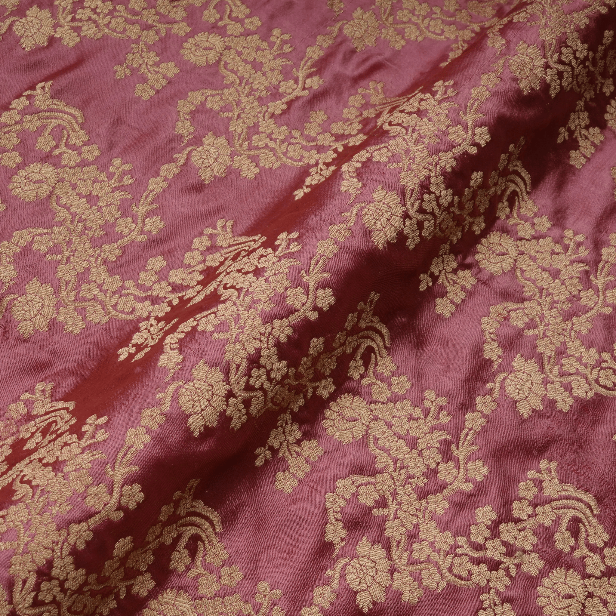 Rang-e-Abrisham – Pure Satin Fabric (Yarn Dyed with Golden Zari) - Zahra Maham