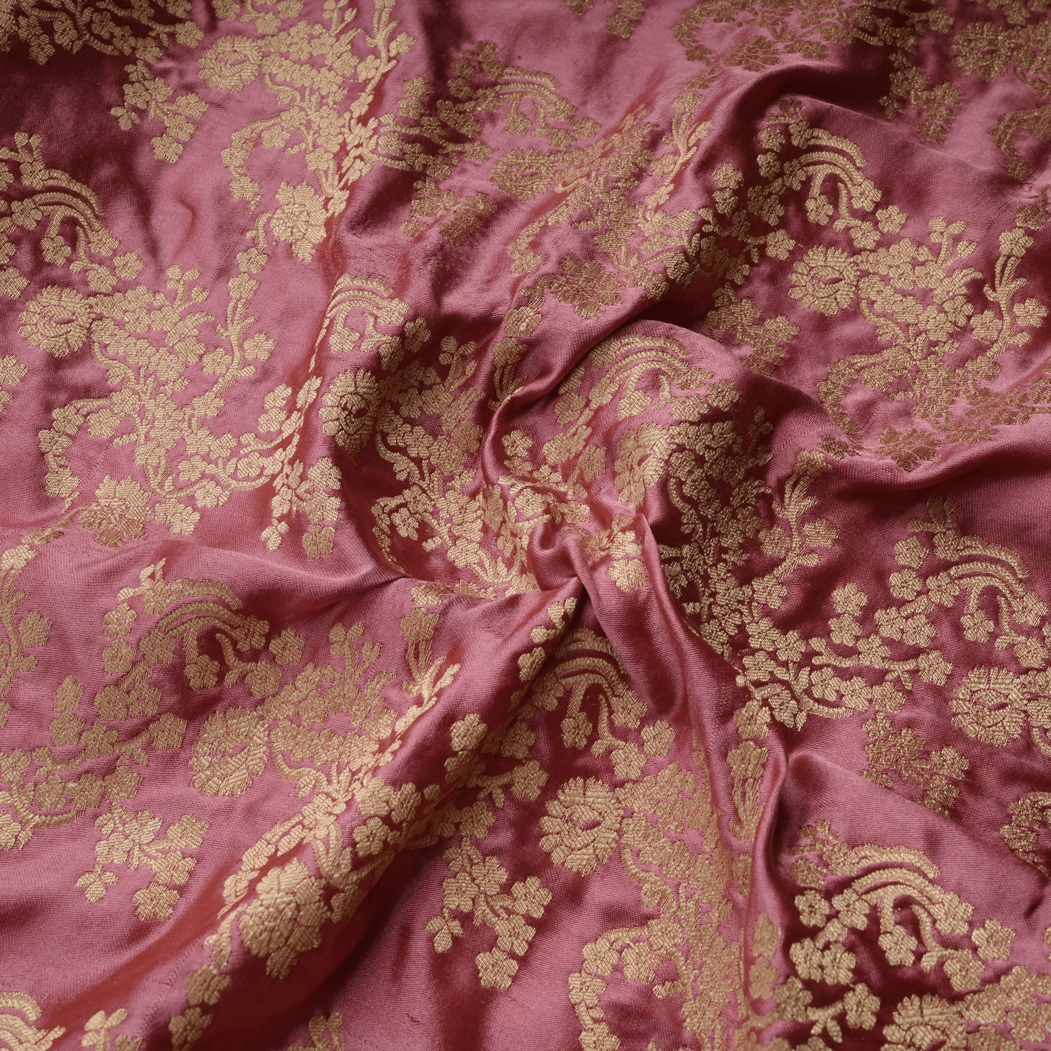 Rang-e-Abrisham – Pure Satin Fabric (Yarn Dyed with Golden Zari) - Zahra Maham