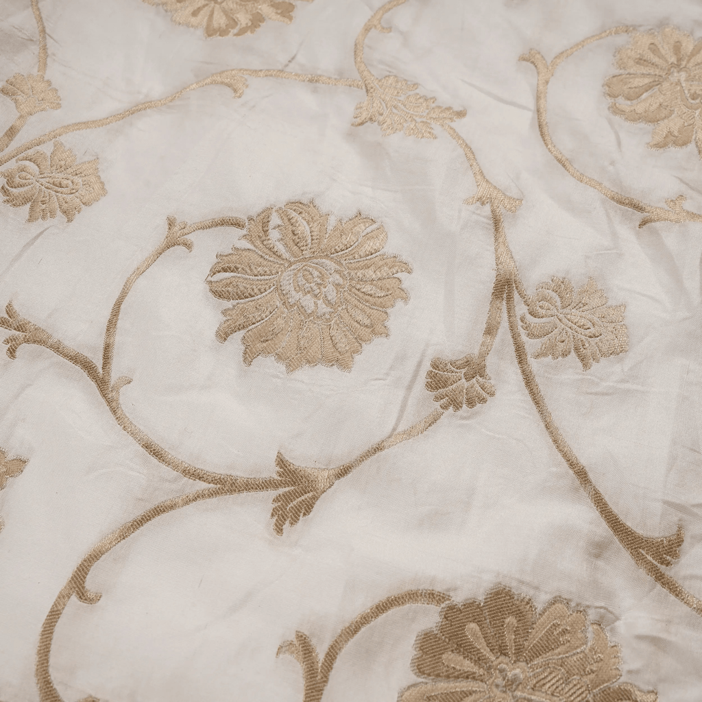 Rang-e-Jameel– Pure Katan Poth (Yarn Dyed | Floral Jaal | 3-Color Thread | Golden & Silver Zari) - Zahra Maham