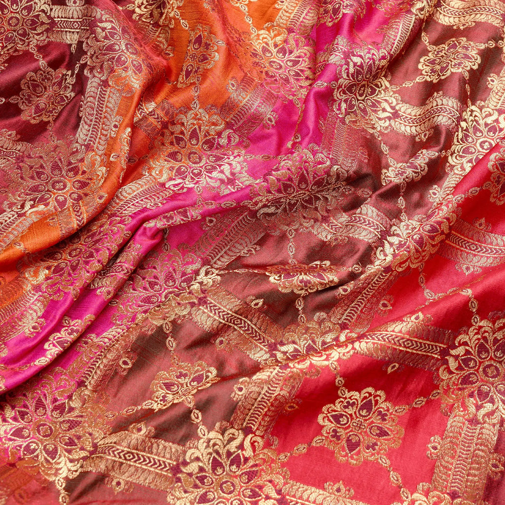Rang-e-Lala – Blended Katan satin with Floral Zari Work - Zahra Maham