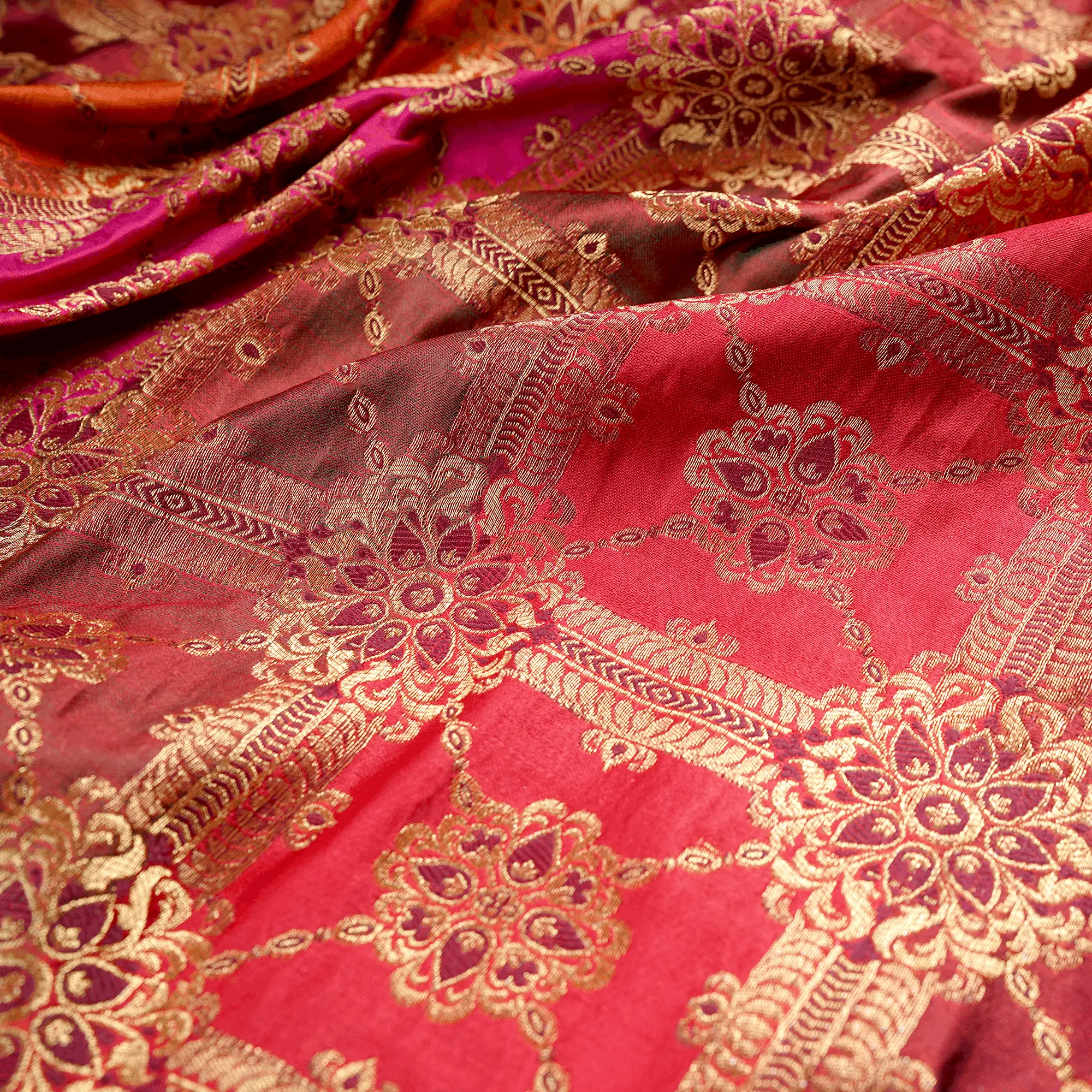 Rang-e-Lala – Blended Katan satin with Floral Zari Work - Zahra Maham