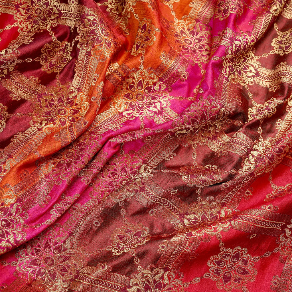 Rang-e-Lala – Blended Katan satin with Floral Zari Work - Zahra Maham