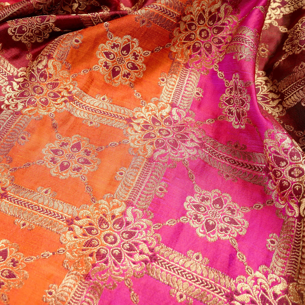 Rang-e-Lala – Blended Katan satin with Floral Zari Work - Zahra Maham