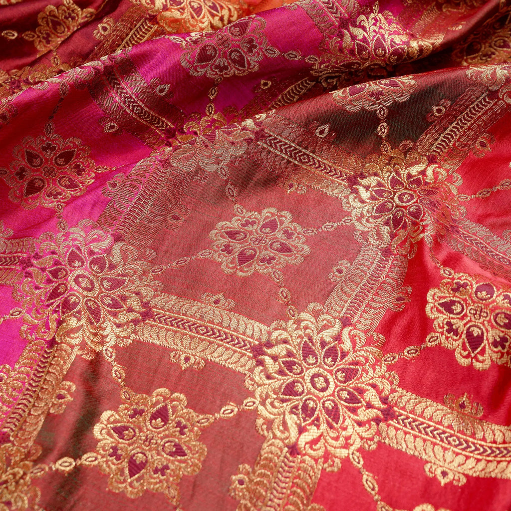 Rang-e-Lala – Blended Katan satin with Floral Zari Work - Zahra Maham