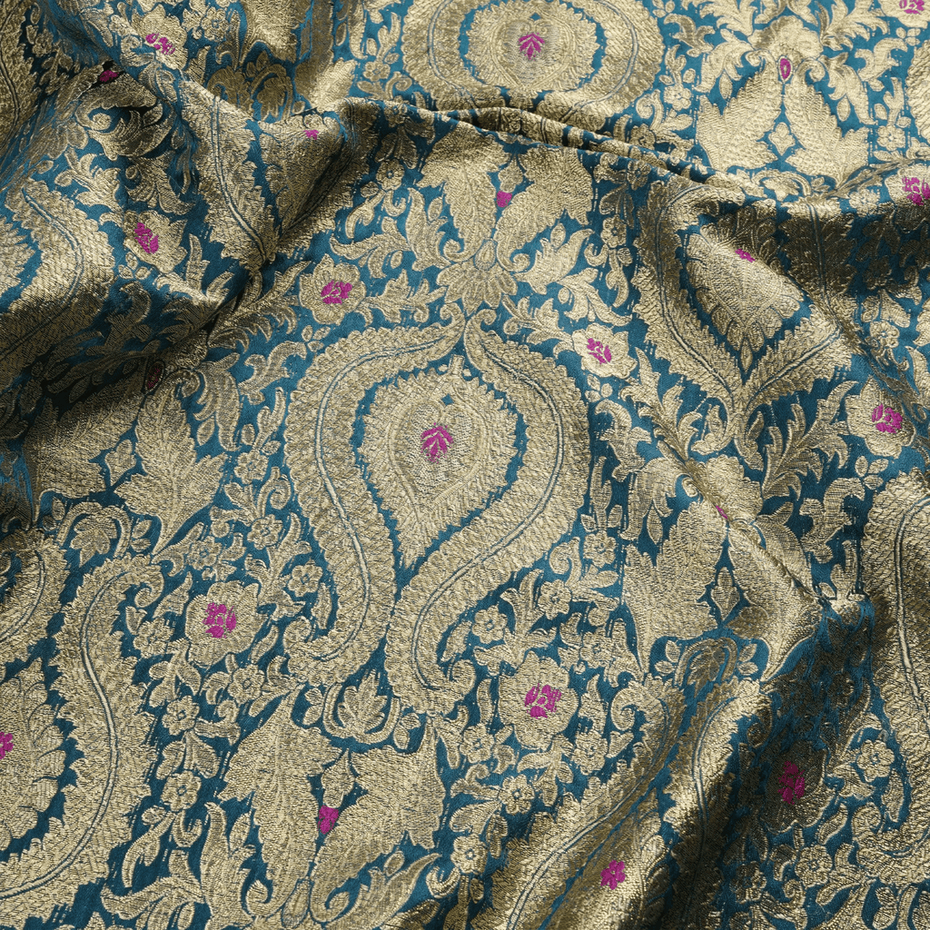 Rang-e-Mughal – Satin with 4-Color Weave & Mughal Pattern - Zahra Maham