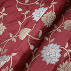 Rang-e-Nafees – Pure Katan Poth (Yarn Dyed | Floral Jaal | 4-Color Thread | Golden & Silver Zari) - Zahra Maham