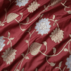 Rang-e-Nafees – Pure Katan Poth (Yarn Dyed | Floral Jaal | 4-Color Thread | Golden & Silver Zari) - Zahra Maham