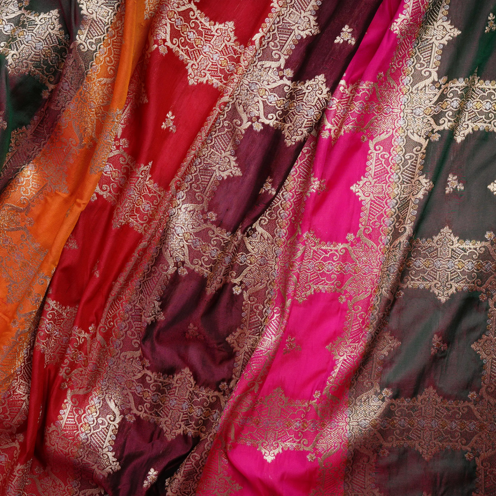 Rang-e-Naz – Lightweight Katan with Floral Zari Work - Zahra Maham