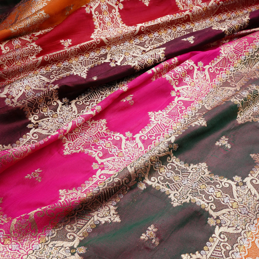 Rang-e-Naz – Lightweight Katan with Floral Zari Work - Zahra Maham