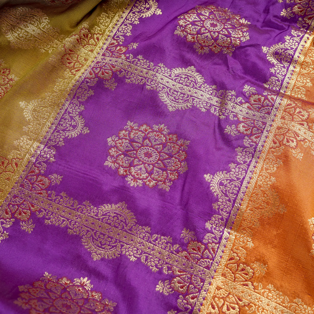 Rang-e-Zarah – Lightweight Katan with Floral Zari Work - Zahra Maham