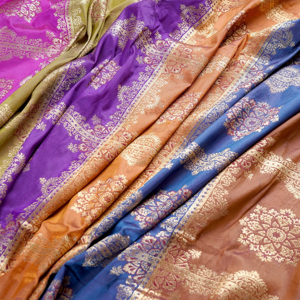 Rang-e-Zarah – Lightweight Katan with Floral Zari Work - Zahra Maham