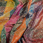 Rangmahal – Pure Katan Satin Multicolor Threads with Gold & Silver Zari (Limited Edition) - Zahra Maham