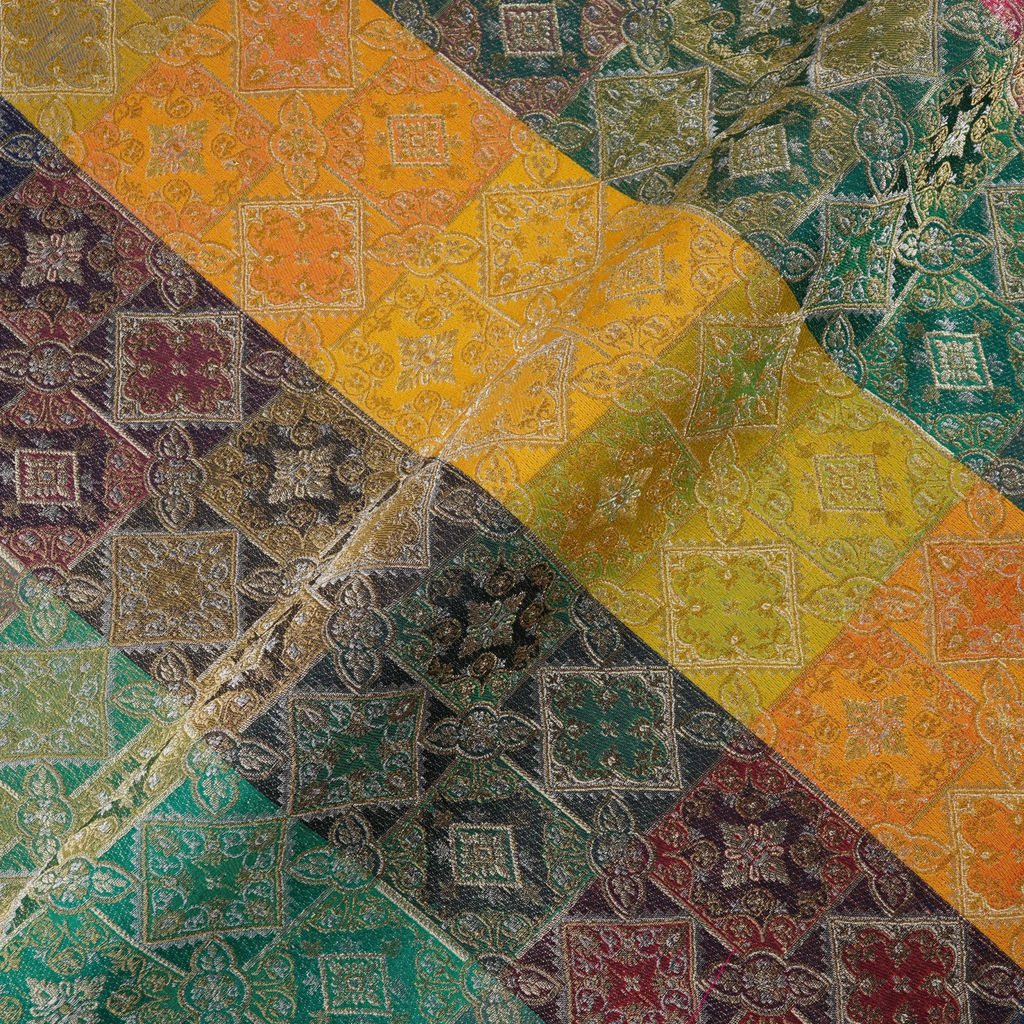 Rangmahal – Pure Katan Satin Multicolor Threads with Gold & Silver Zari (Limited Edition) - Zahra Maham