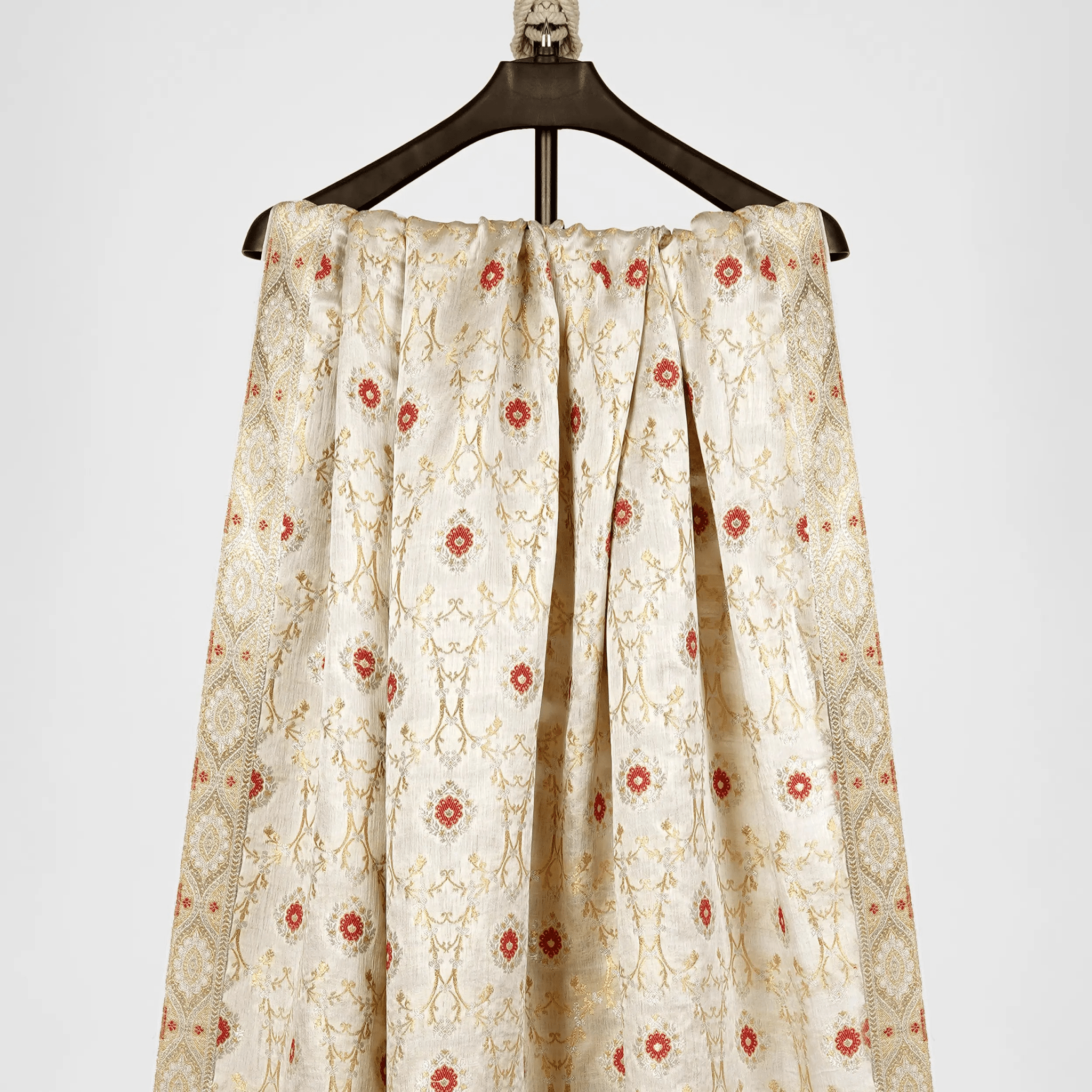 Rangrez – Pure Katan Satin Atlas Mughal Floral Shawl - Zahra Maham