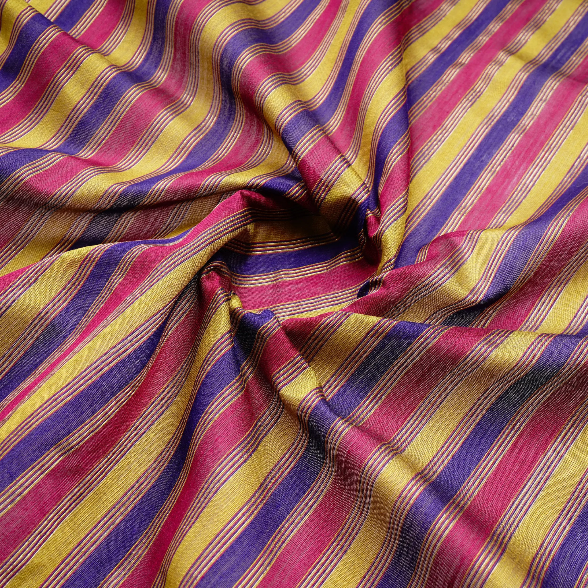 Ravish – Striped Pure 3-Ply Spun Silk Fabric - Zahra Maham