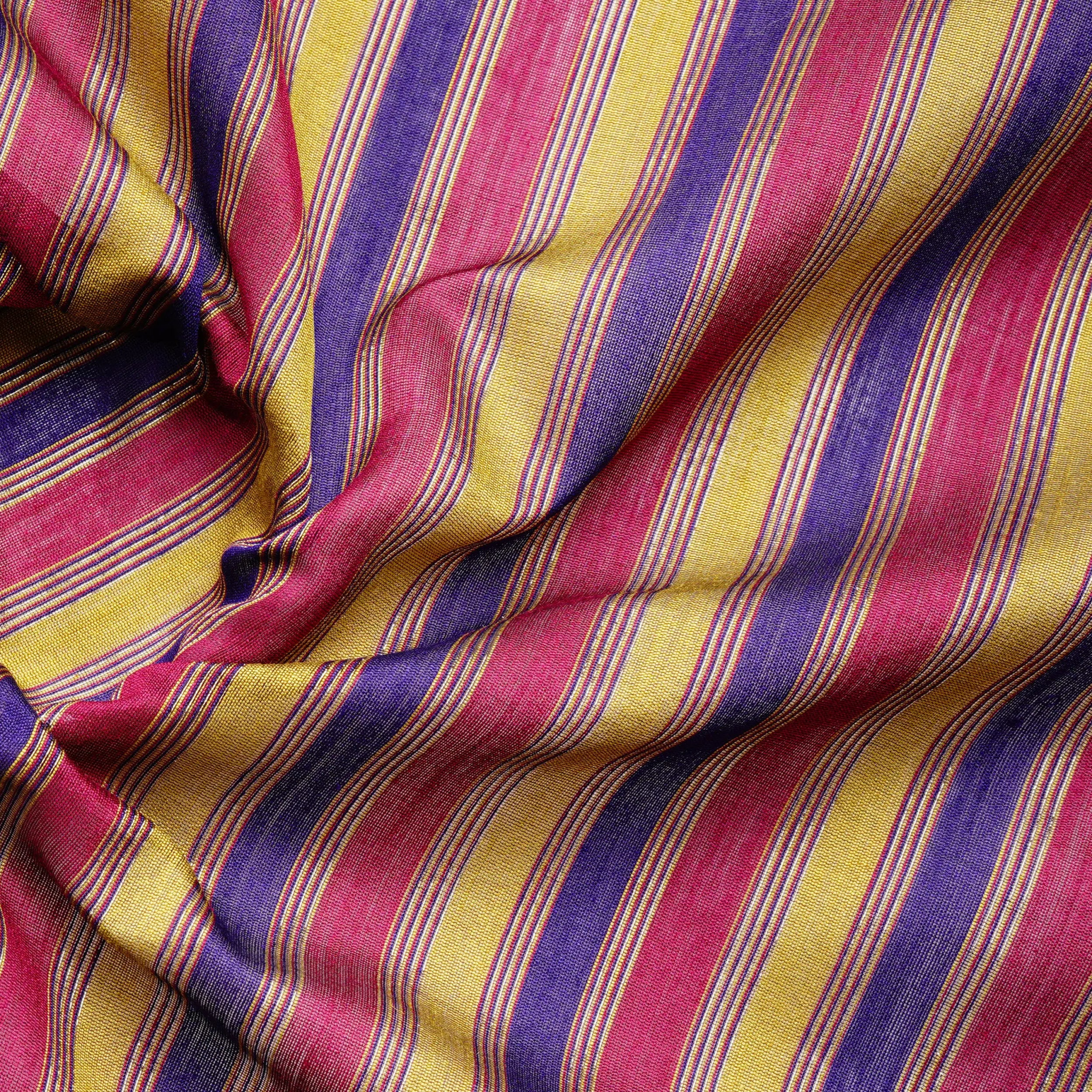 Ravish – Striped Pure 3-Ply Spun Silk Fabric - Zahra Maham