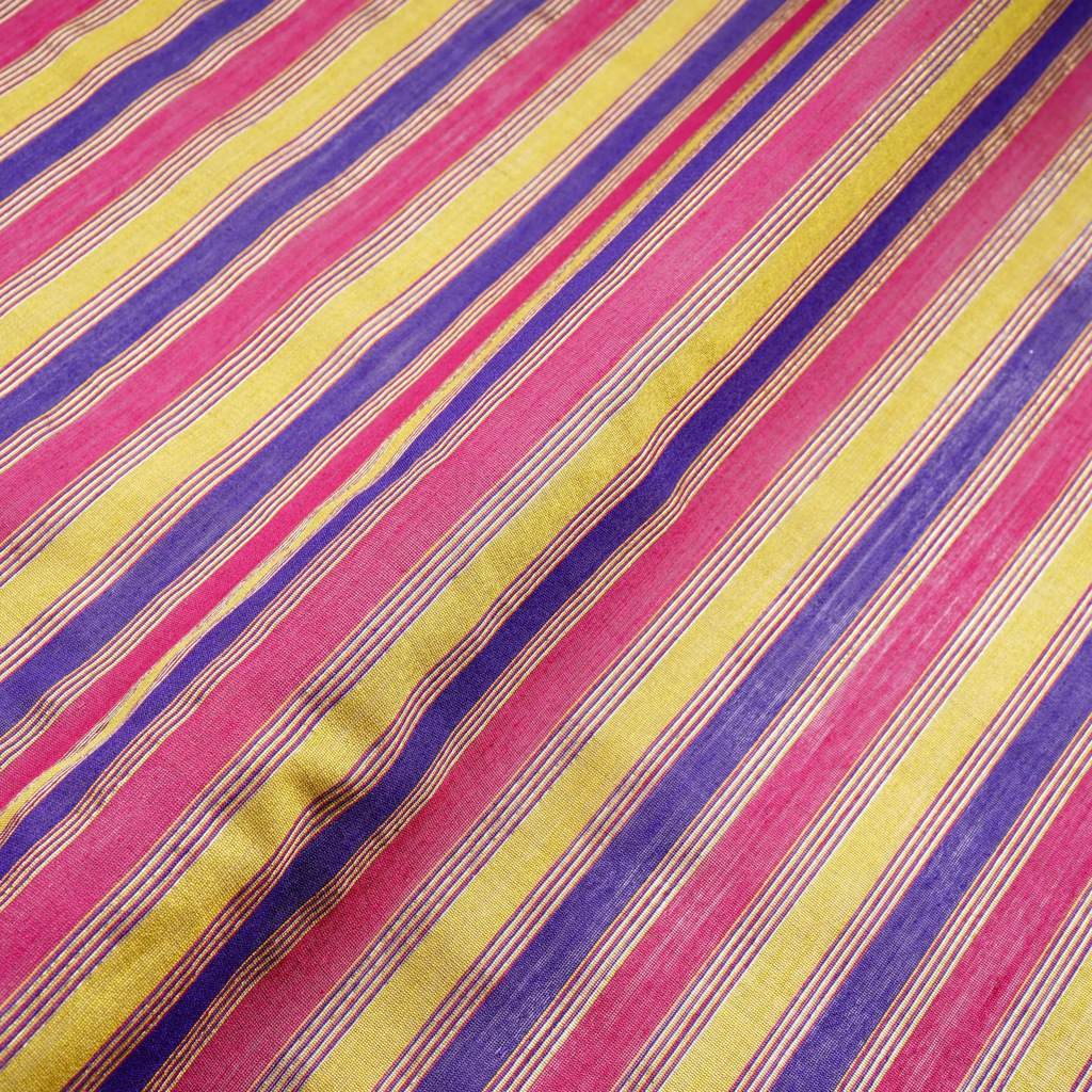 Ravish – Striped Pure 3-Ply Spun Silk Fabric - Zahra Maham