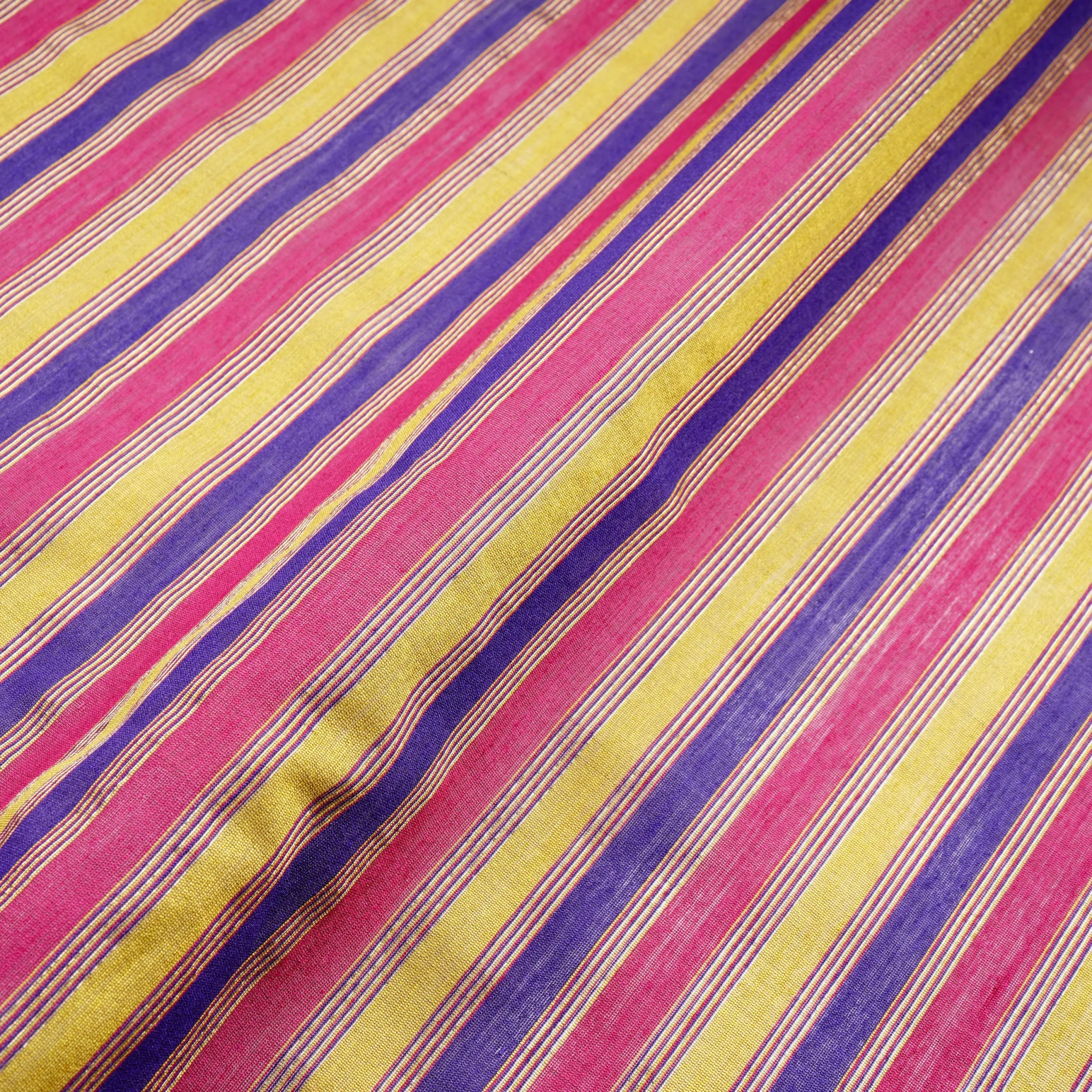Ravish – Striped Pure 3-Ply Spun Silk Fabric - Zahra Maham