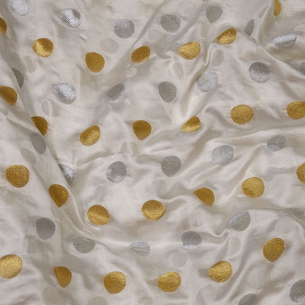 Zar-o-Sim Nuqta — Pure Mulberry Satin Silk