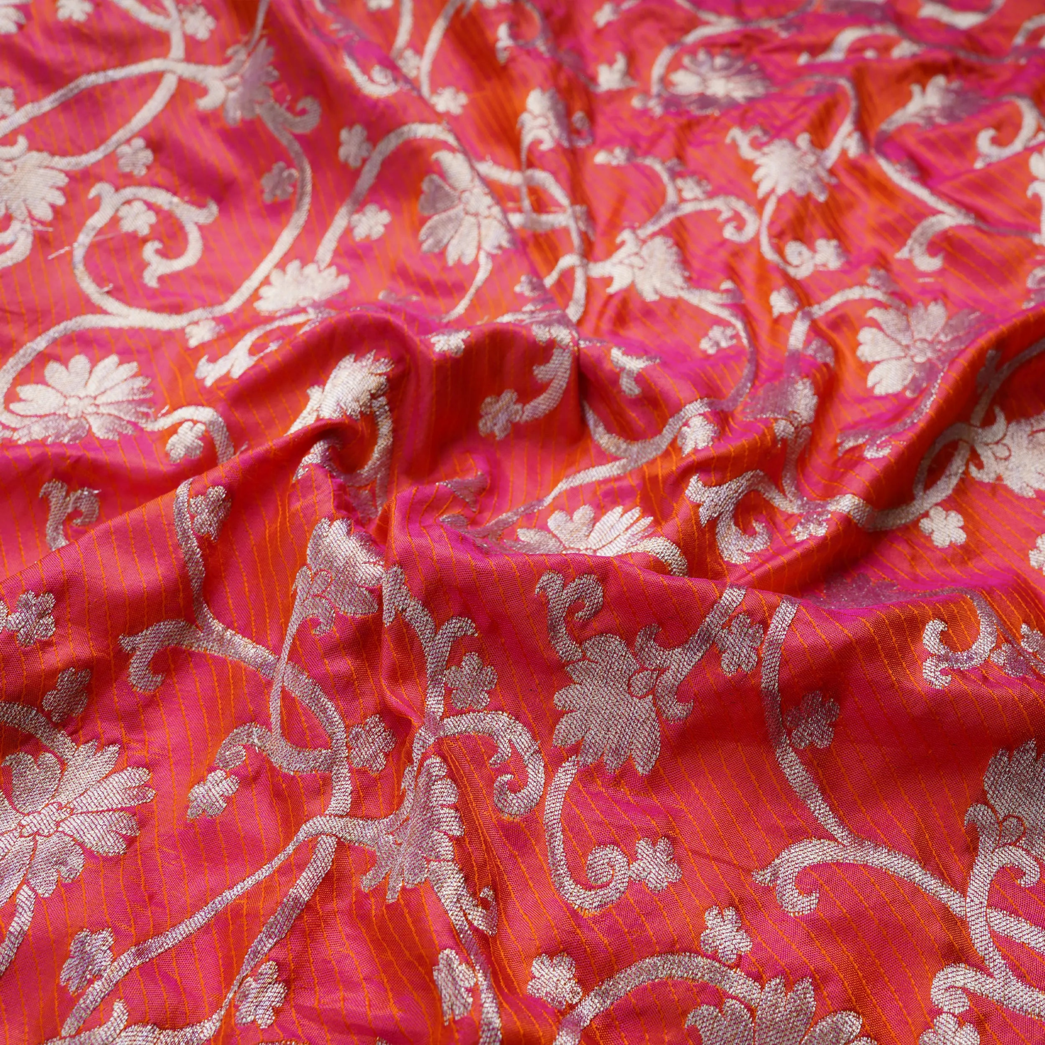 Saaya – Pure Self Katan with Mughal Silver Zari Jaal & Dhoop Chhaon - Zahra Maham