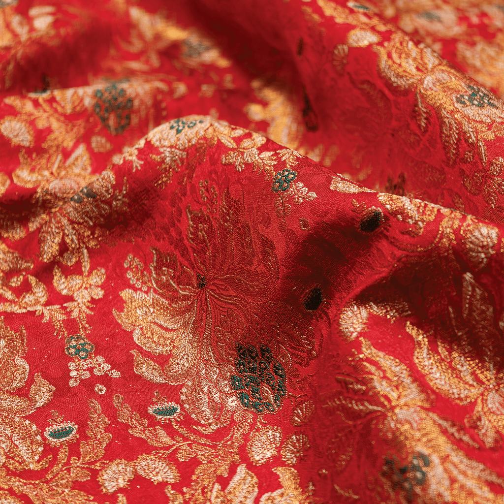 Saltanat – Satin Kamkhwab Mughal Floral Jaal - Zahra Maham