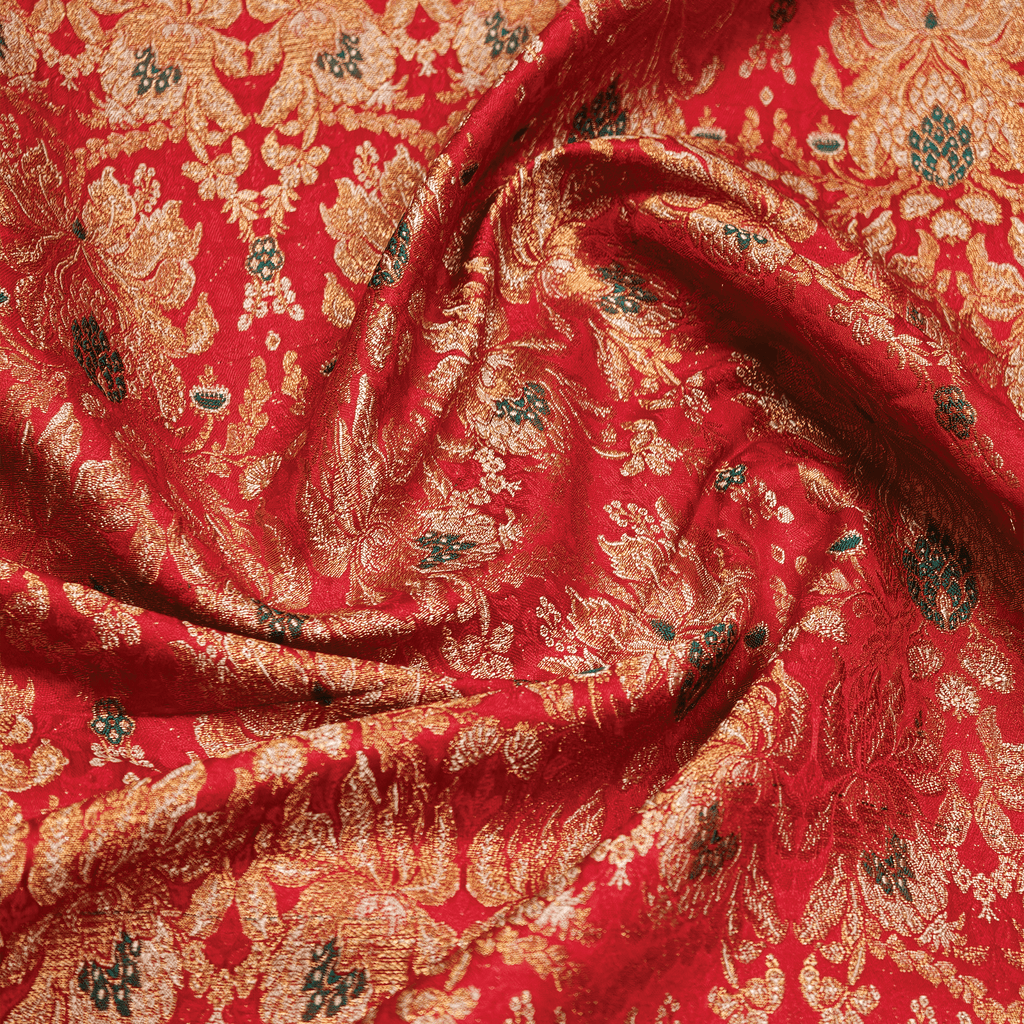 Saltanat – Satin Kamkhwab Mughal Floral Jaal - Zahra Maham