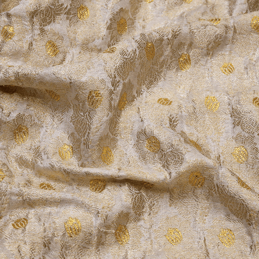 Shaahi Atlas – Pure Katan Silk with Floral Bunch - Zahra Maham