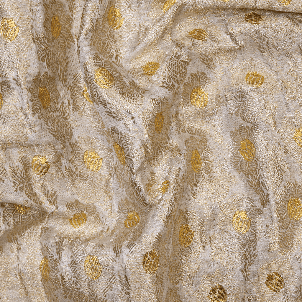 Shaahi Atlas – Pure Katan Silk with Floral Bunch - Zahra Maham