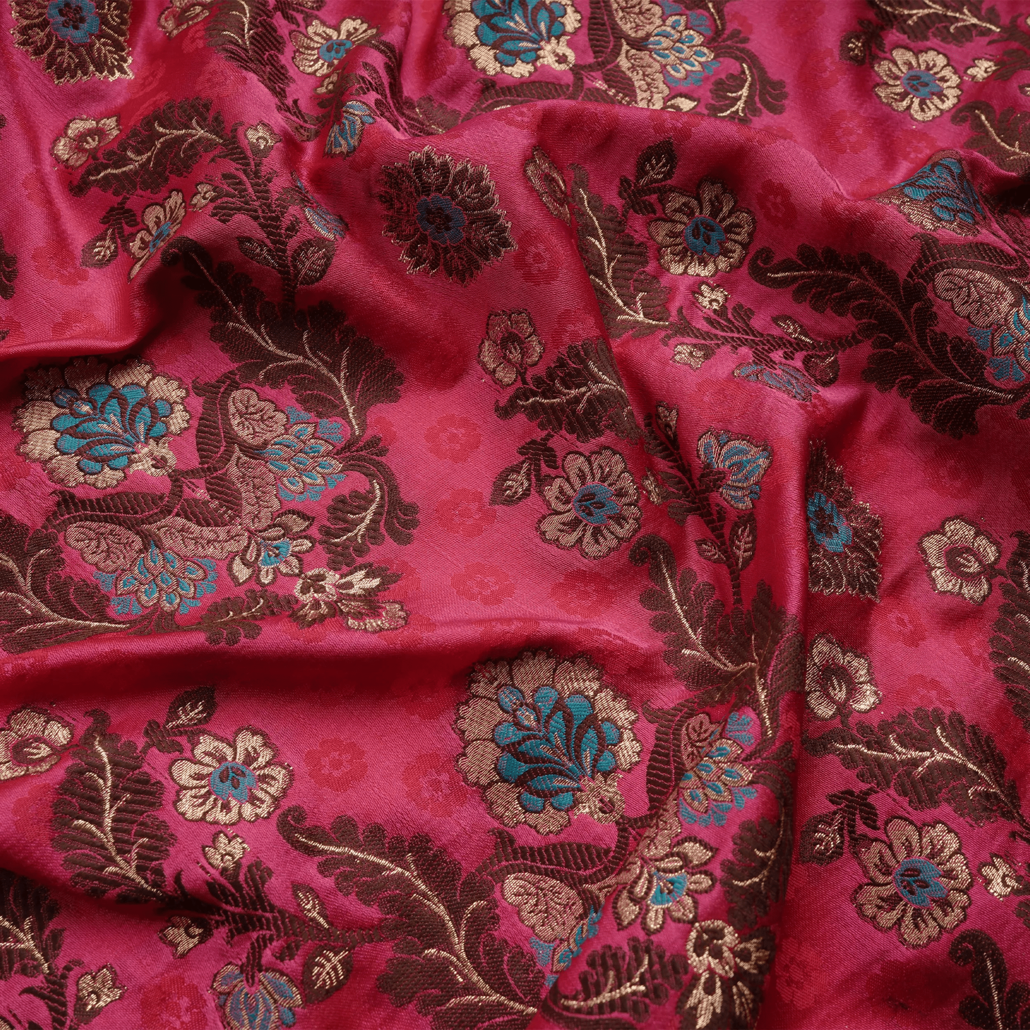 Shahnoor – Satin Jamawar Kamkhwab Fabric with Mughal Art - Zahra Maham