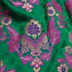 Shahnoor – Satin Jamawar Kamkhwab Fabric with Mughal Art - Zahra Maham