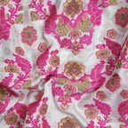 Shahnoor – Satin Jamawar Kamkhwab Fabric with Mughal Art - Zahra Maham