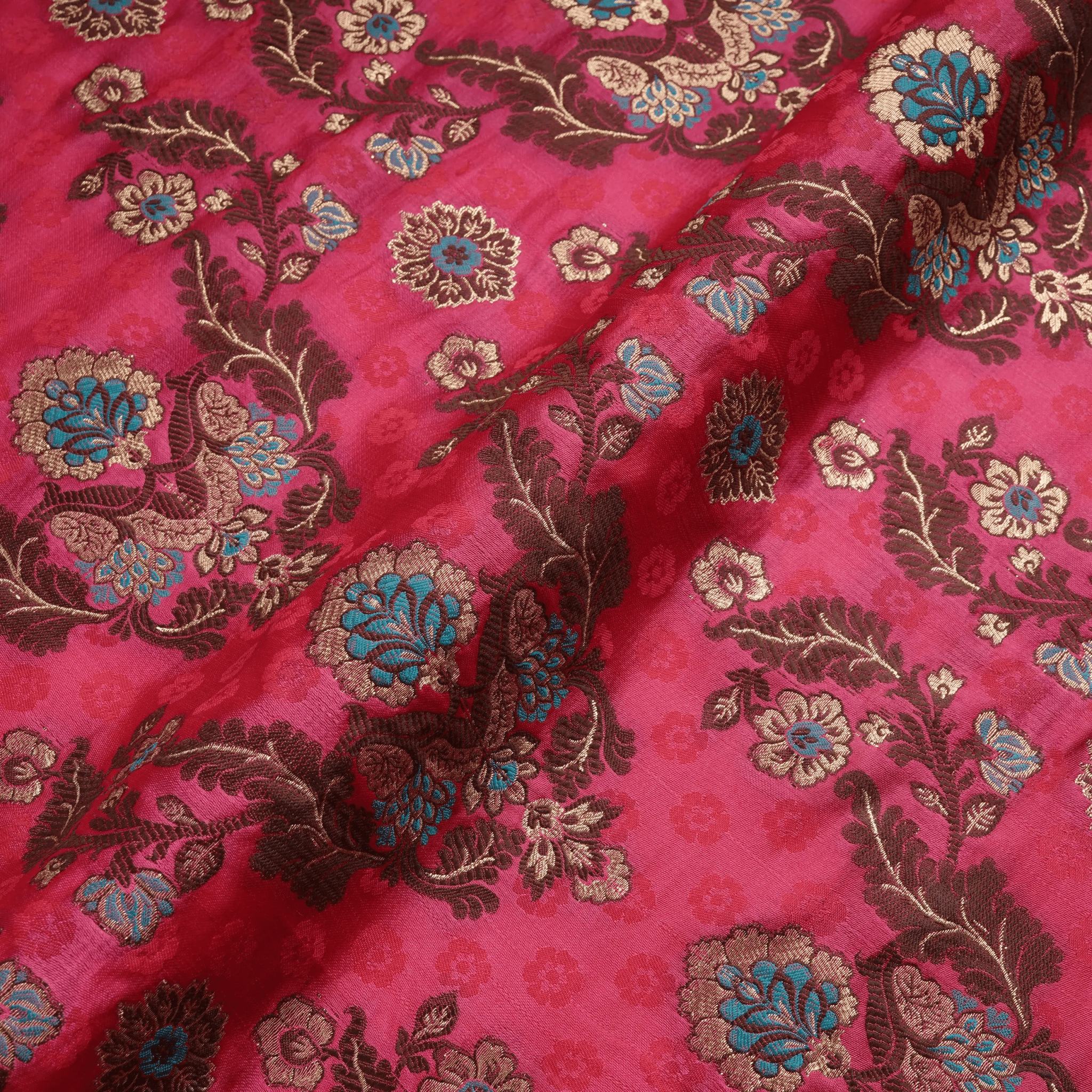 Shahnoor – Satin Jamawar Kamkhwab Fabric with Mughal Art - Zahra Maham