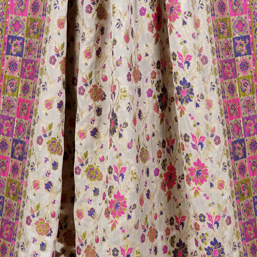 Shan-e-Burda – Kumkhwab Shahi Pure Chiffon Shawl - Zahra Maham