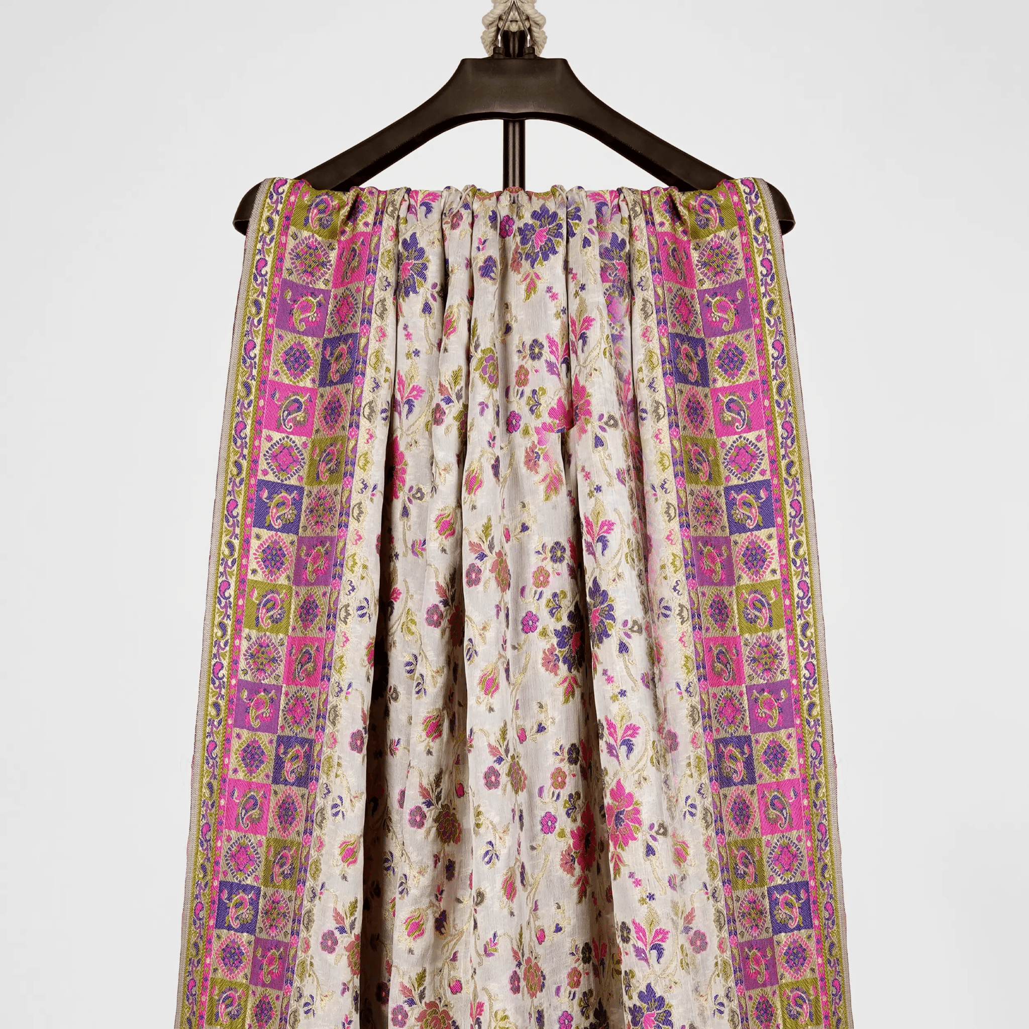 Shan-e-Burda – Kumkhwab Shahi Pure Chiffon Shawl - Zahra Maham