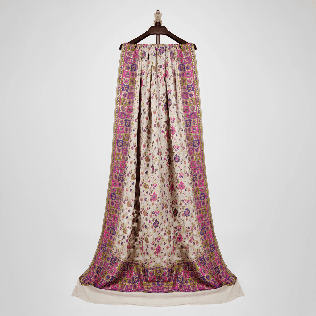 Shan-e-Burda – Kumkhwab Shahi Pure Chiffon Shawl - Zahra Maham