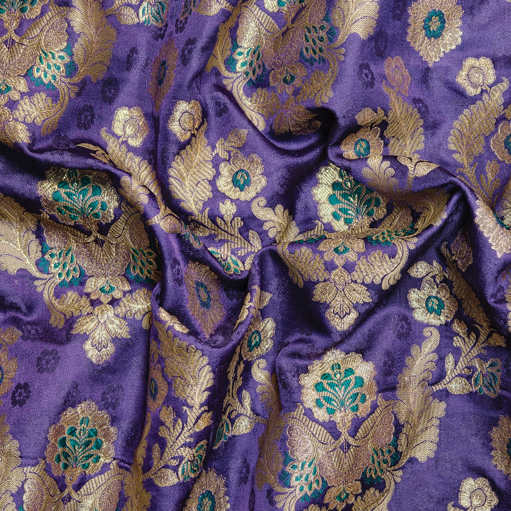Shahnoor – Satin Jamawar Kamkhwab Fabric with Mughal Art