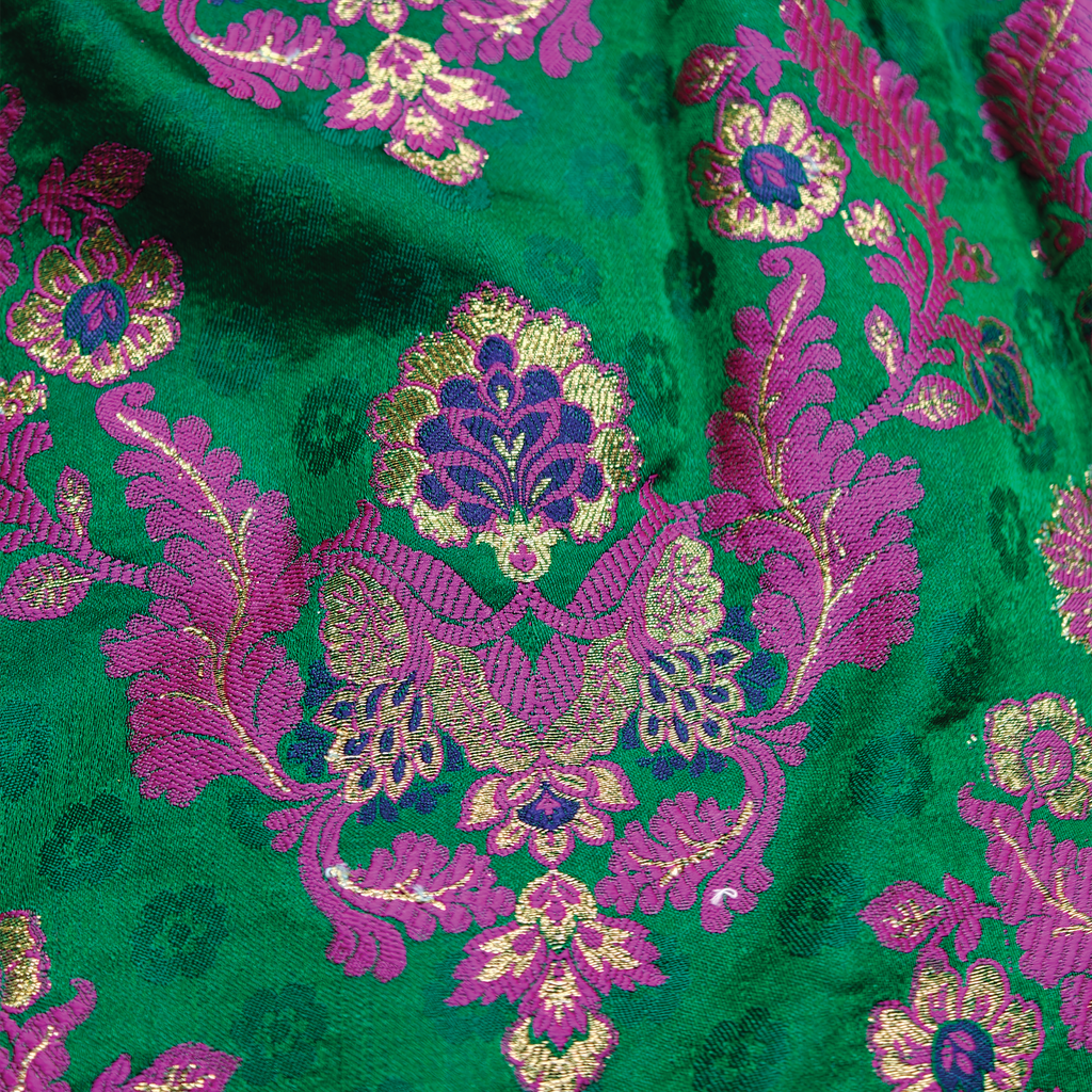 Shahnoor – Satin Jamawar Kamkhwab Fabric with Mughal Art