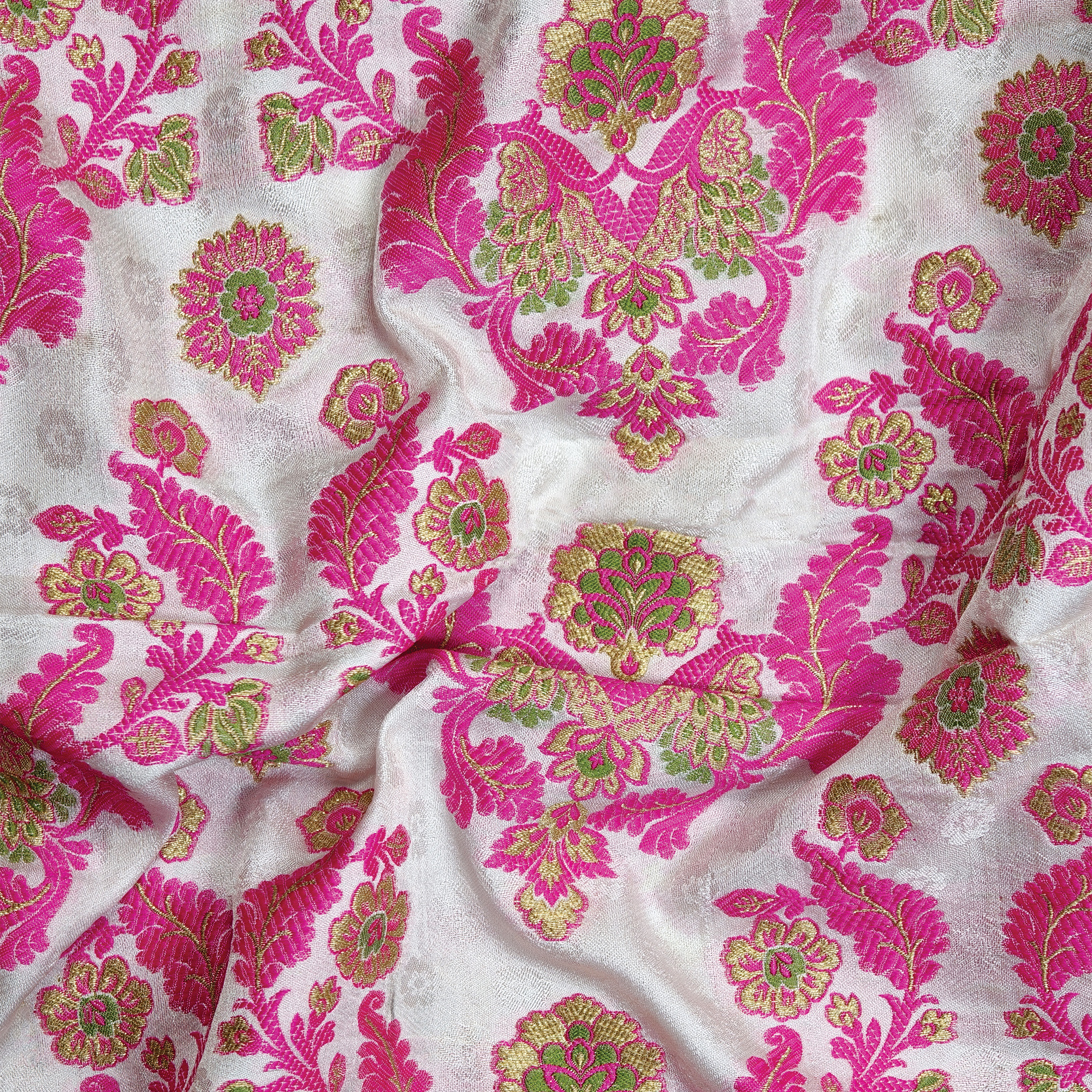 Shahnoor – Satin Jamawar Kamkhwab Fabric with Mughal Art