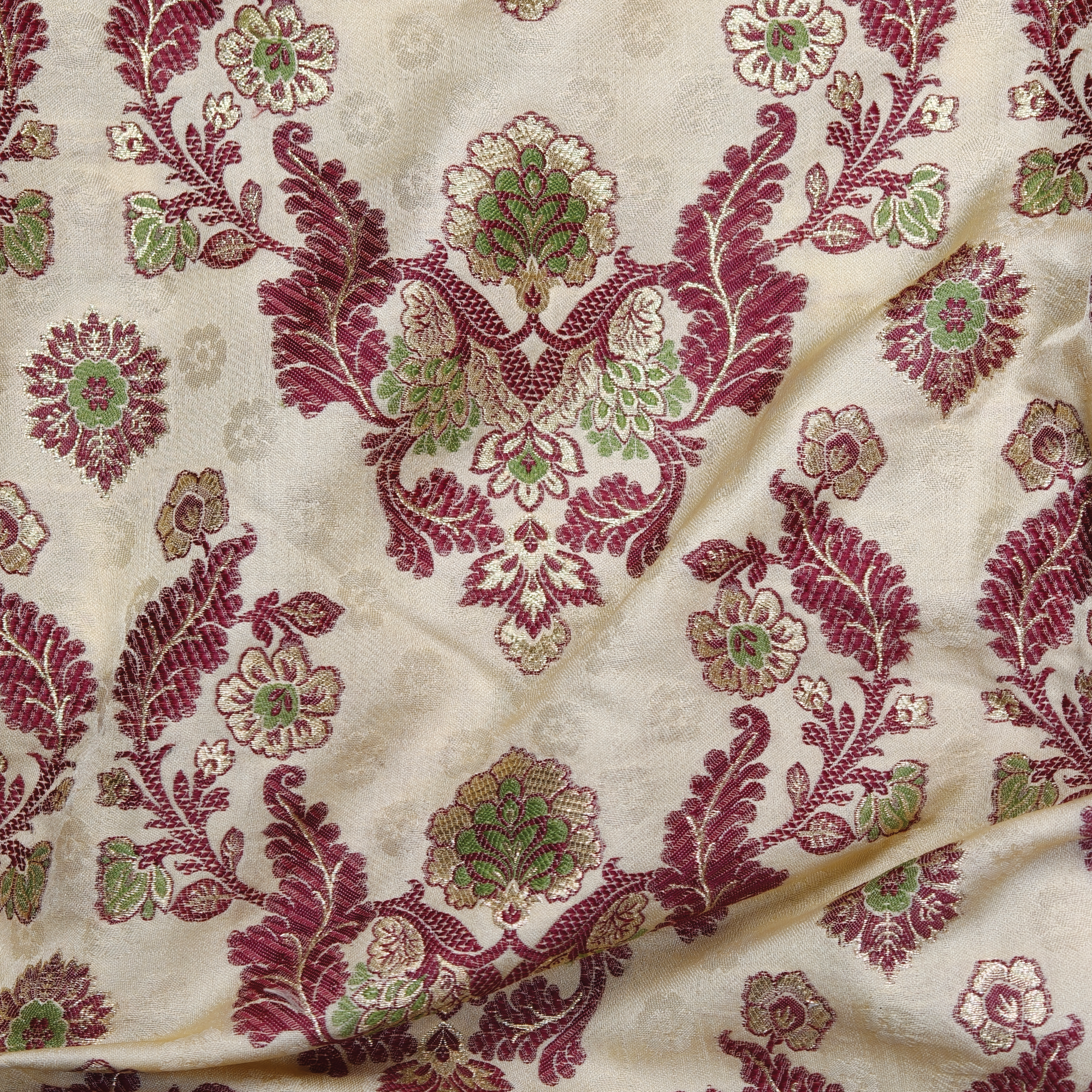 Shahnoor – Satin Jamawar Kamkhwab Fabric with Mughal Art