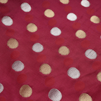 Sikra – Satin Jamawar Fabric with Circular Coin Motif (Golden & Silver Zari) - Zahra Maham
